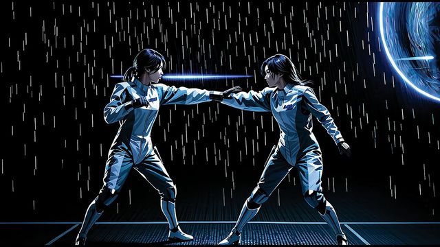 〈딜리버리 댄서의 선: 인버스〉 (스틸 이미지), 2024, 3채널 영상, 컬러, 2채널 사운드, 조명 설치, 무작위 영상 재생 및 조명 동기화 제어 프로그램, 해시계 조형물, 그래픽 시트, 원형 스크린, 약 27분, 가변 크기. ACC 미래상 제작지원 작가 및 국립아시아문화전당 제공.