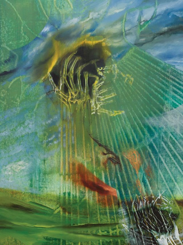 〈Farewell Eclipse〉, 2025, Oil on linen, 90.2x90.2cm | 35 1/2x35 1/2 in. © Alex Carver. Photo © On White Wall. Courtesy White Cube.