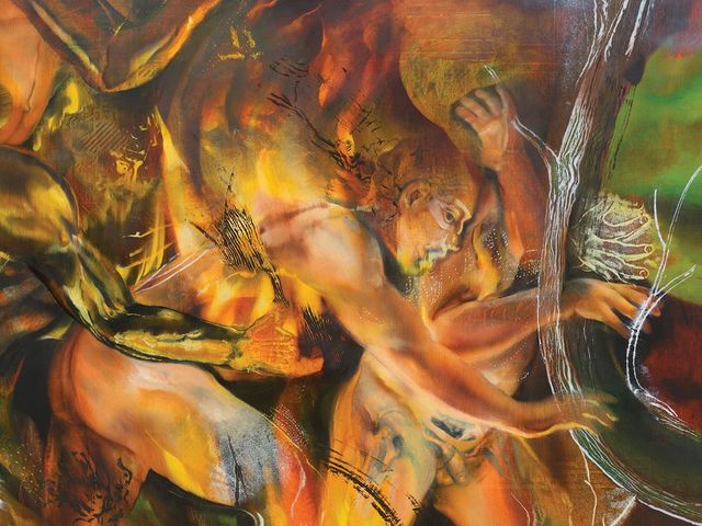 〈Phase Transition〉, 2025, Oil on linen, 198.5x198cm | 78 1/8x77 15/16 in. © Alex Carver. Photo © On White Wall. Courtesy White Cube.