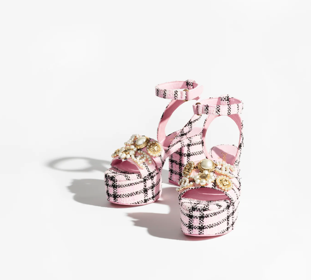 트위드 메탈 핑크 블랙 샌들 5백 28만 1천원