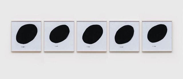 Christine Sun Kim, 〈More Than One Time〉, 2024, charcoal on paper, 42x42 cmx5, framed-dimension: 43.5x43.5 cmx5.