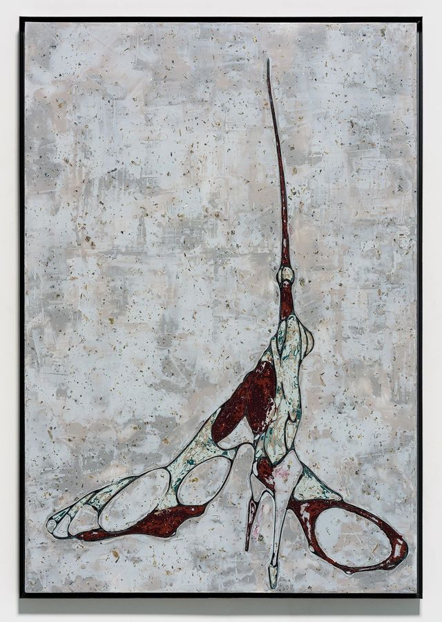 〈Perdu XVII〉, 2019, Mother-of-pearl, acrylic paint on wooden base panel, steel frame, 163.4x113.4x6.6cm framed. © Lee Bul. Photo: Jeon Byung-cheol. Courtesy of the artist.