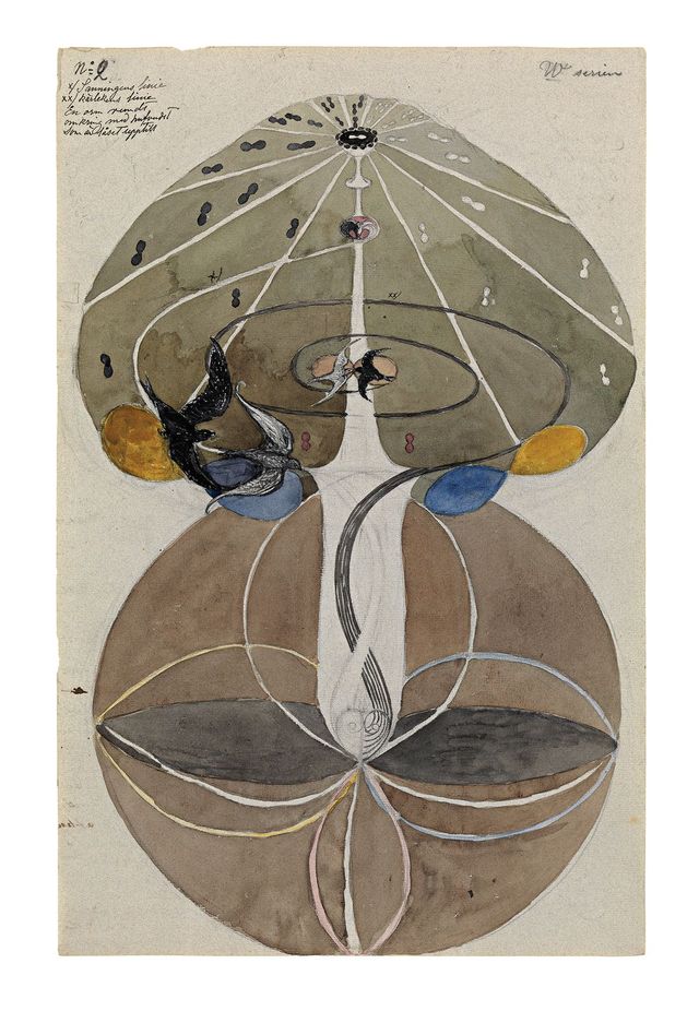 〈No. 1, 인식의 나무〉, W 연작, 1913, 종이에 수채, 과슈, 흑연, 잉크, 45.7x29.5cm. 힐마 아프 클린트 재단 제공. HaK 133.