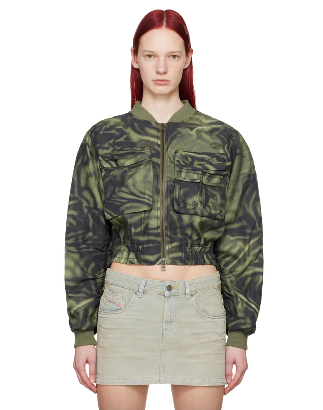 블랙 & 그린 클로 보머 재킷