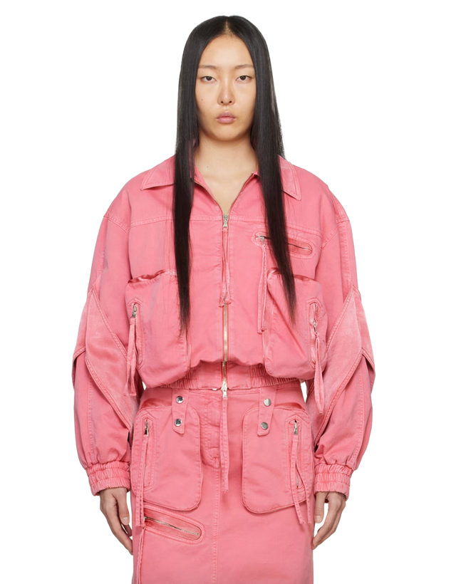 핑크 패딩 보머 재킷