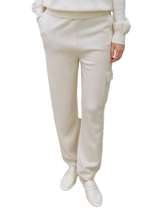 Cargo Pocket Knit Jogger Pants Ivory