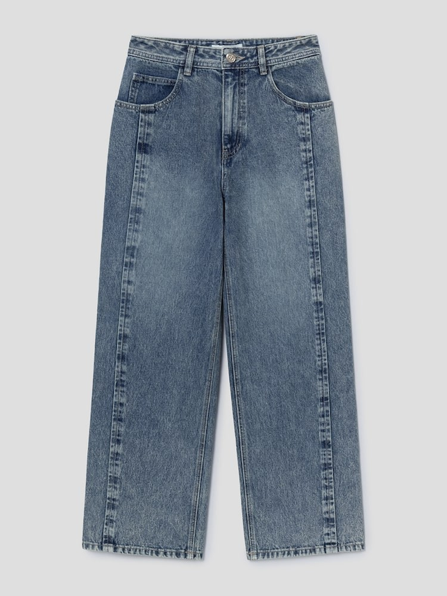 Line Point Straight Fit Denim Pants