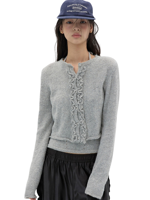 RUFFLE WOOL KNIT CARDIGAN SET