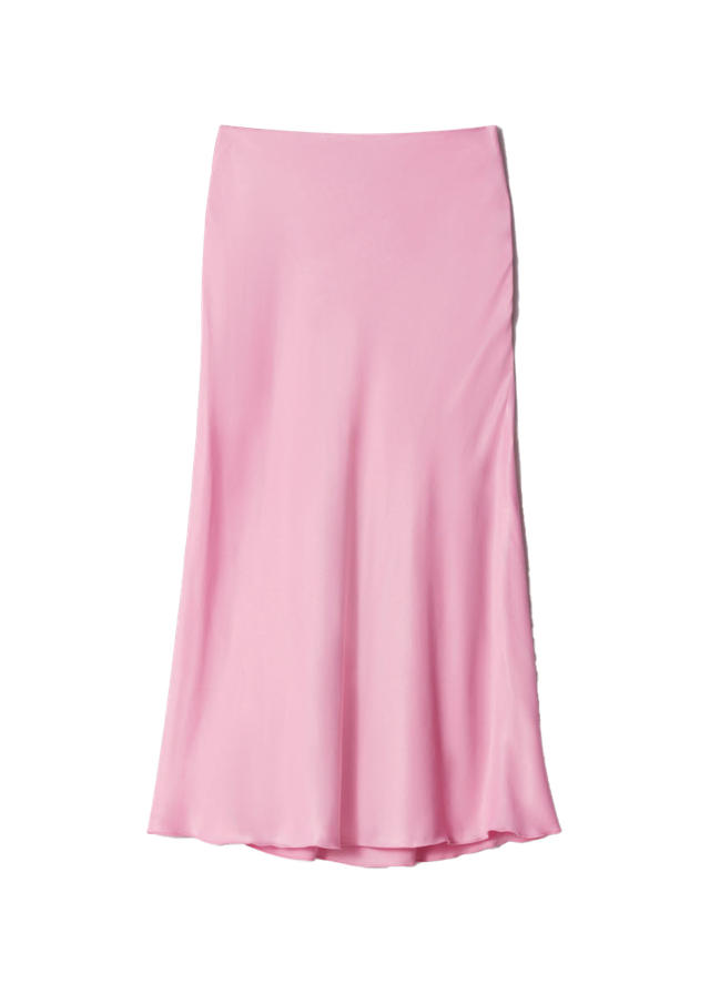 새틴 미디 스커트