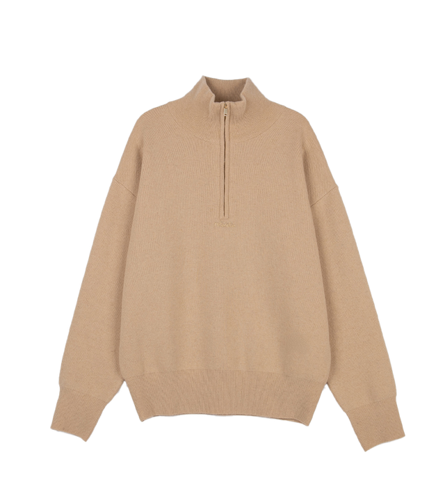 하이 넥 니트 하프 집업