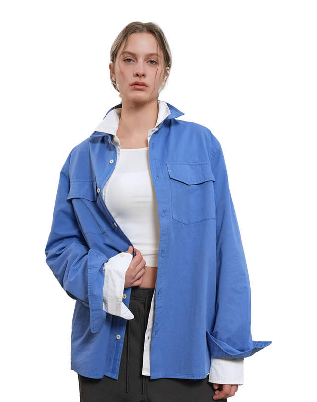 워시드 더블 포켓 셔츠