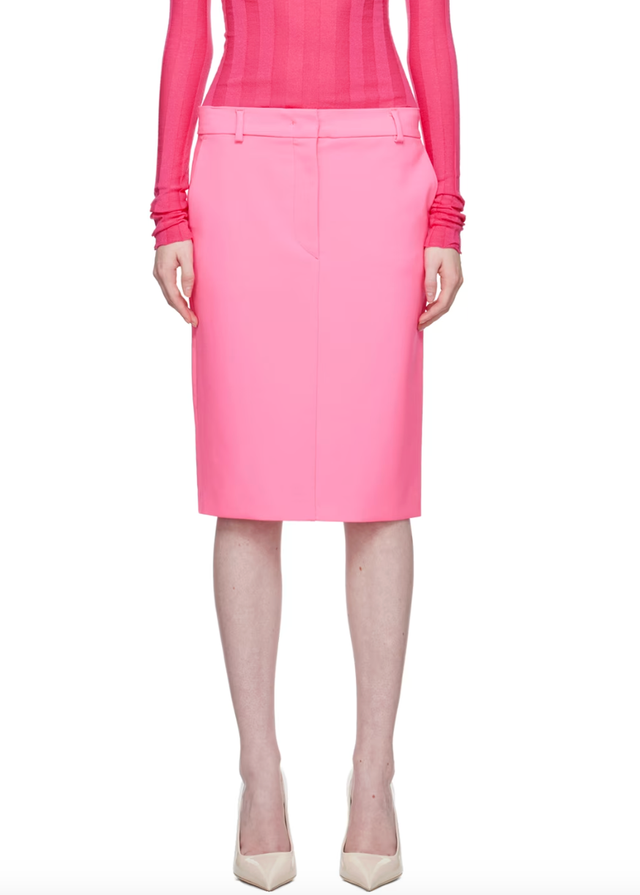 핑크 라고 미디 스커트