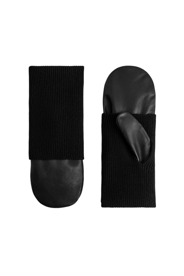 울 커프 레더 미튼