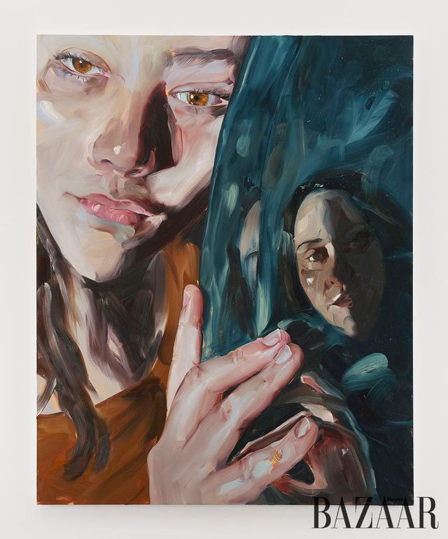 Jenna Gribbon, 〈A Reflection Held〉, 2024, Oil on linen, 203.2x162.6x4.4cm. © Jenna Gribbon, Courtesy David Kordansky Gallery.