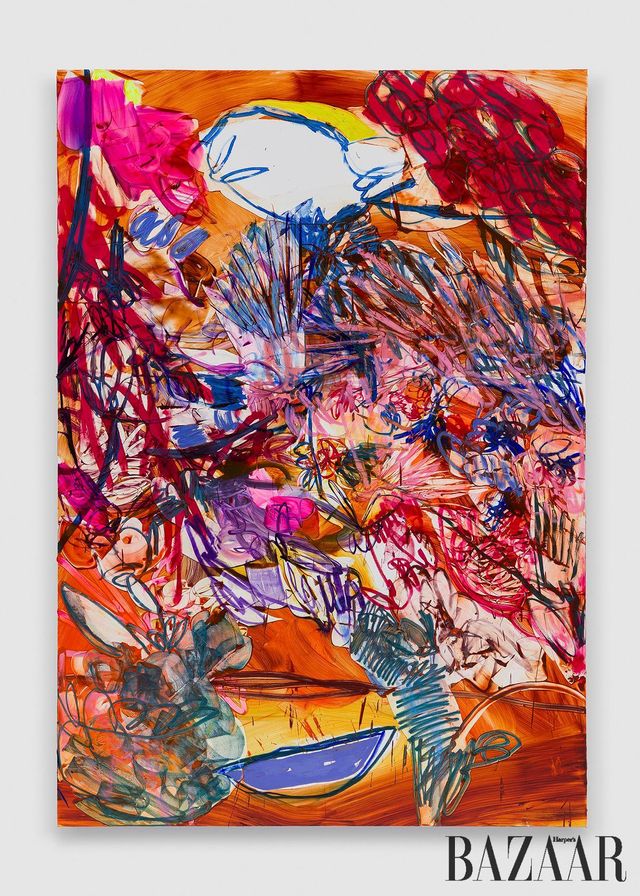 Jadé Fadojutimi, 〈Untitled〉, 2025, Acrylic, Oil, Oil Pastel, And Oil Bar on Canvas, 250x175cm © Jadé Fadojutimi, Courtesy the Artist