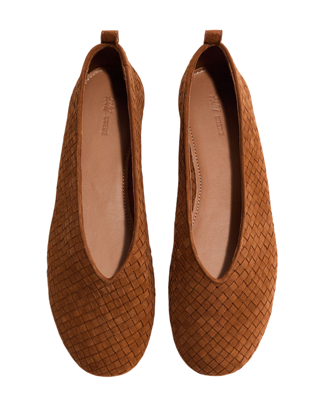 브레이디드 레더 플랫 슈즈