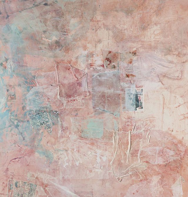 Mandy El-Sayegh, 〈화이트 그라운드 (배신당한)〉, 2023, Acrylic on canvas with collaged studio debris, 235x225x4.5cm.