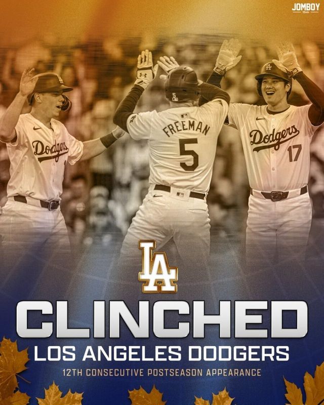 LA 다저스 포스트시즌 진출 확정. 사진=메이저리그 SNS