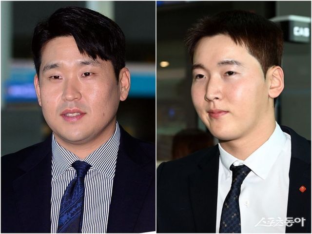 롯데 유강남(왼쪽)과 최준용. 스포츠동아DB