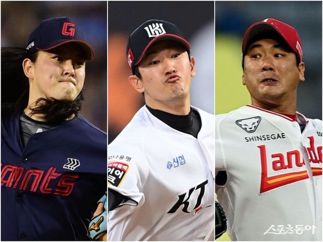 롯데 김원중, KT 고영표, SSG 김광현(왼쪽부터). 스포츠동아DB