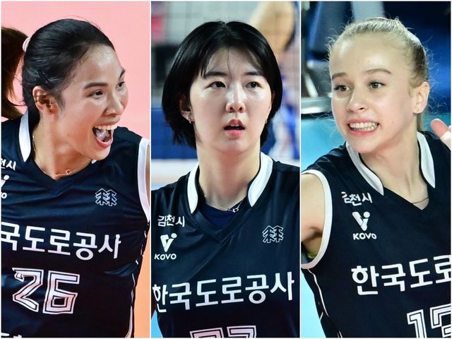 한국도로공사가 타나차, 강소휘, 니콜로바(왼쪽부터) 삼각편대를 앞세워 경기력을 되찾고 있다. 사진제공｜KOVO