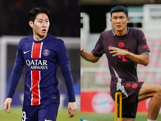PSG 이강인(왼쪽)은 23일(한국시간) 파르크 데 프랭스에서 열린 맨체스터시티와 UCL 리그 페이즈 7차전 홈경기에 선발출전해 4-2 승리에 일조했다. 그러나 바이에른 뮌헨 김민재는 이날 페예노르트 원정경기에서 팀의 0-3 패배를 막지 못했다. 사진출처｜이강인·바이에른 뮌헨 SNS