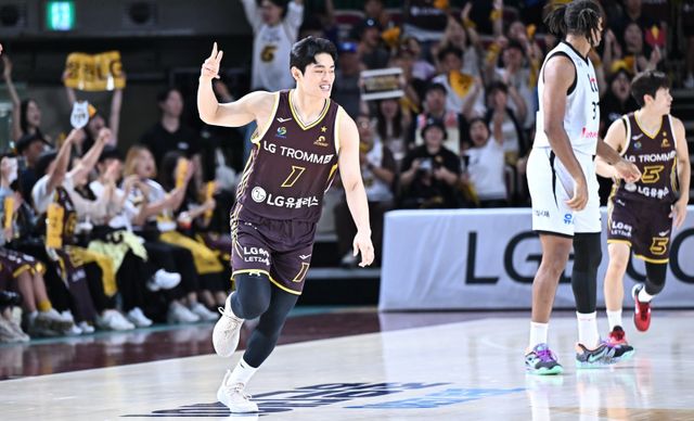 LG 유기상은 12일 창원실내체육관에서 열린 KT와 맞대결에서 3점슛 5개와 함께 17득점을 터트려 팀 승리를 견인했다. 사진제공｜KBL