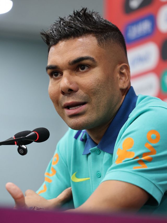 브라질축구대표팀 주장 카세미루가 9일 서울월드컵경기장에서 열린 한국-브라질 친선경기 공식 기자회견에 참석해 각오를 전하고 있다. 상암｜뉴시스