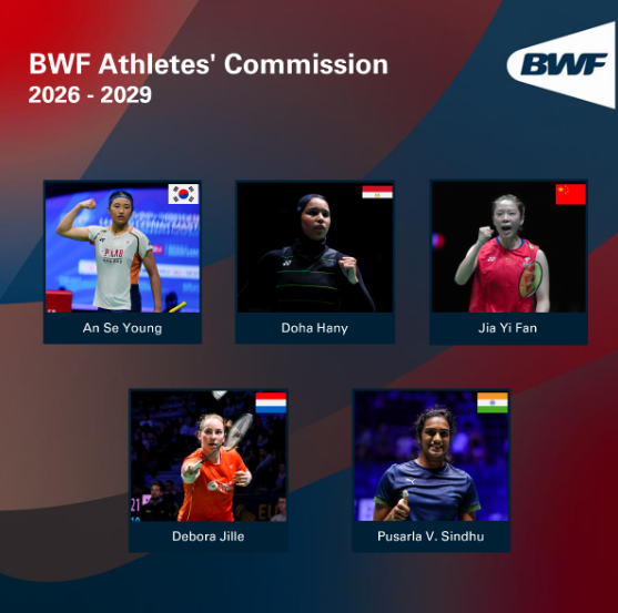 안세영, 하니, 자이판, 신두, 질레(왼쪽 위부터 시계방향으로)가 16일 BWF 선수위원에 선임됐다. 임기는 2026년부터 2029년까지다. 이들은 BWF와 선수 간의 가교 역할을 수행하며 규정 및 규칙 개정, 선수 복지 향상, 국제대회 환경 개선 등 다양한 분야에 의견을 제시할 예정이다. 사진제공│대한배드민턴협회