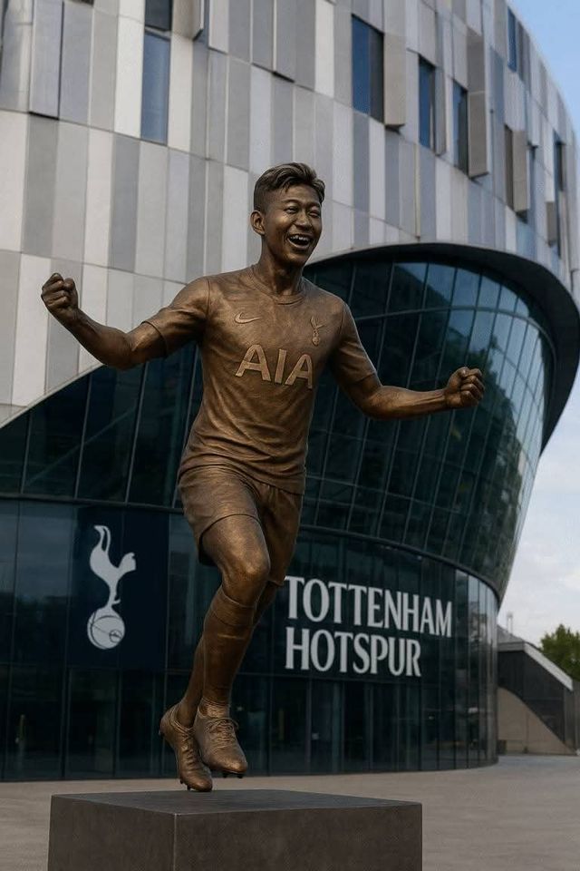 드디어 토트넘이 정책을 바꿔 레전드 동상을 설치하기로 했다. 손흥민 동상을 AI가 제작한 이미지. 사진출처｜토트넘 홋스퍼 팬 커뮤니티 페이스북