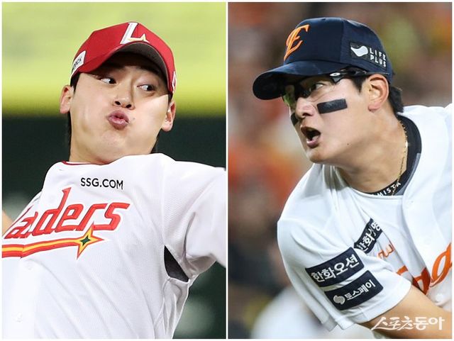 SSG 조병현(왼쪽)에 이어 한화 김서현이 포스트시즌에서 성장통을 겪고 있다. 사진제공｜SSG 랜더스·한화 이글스