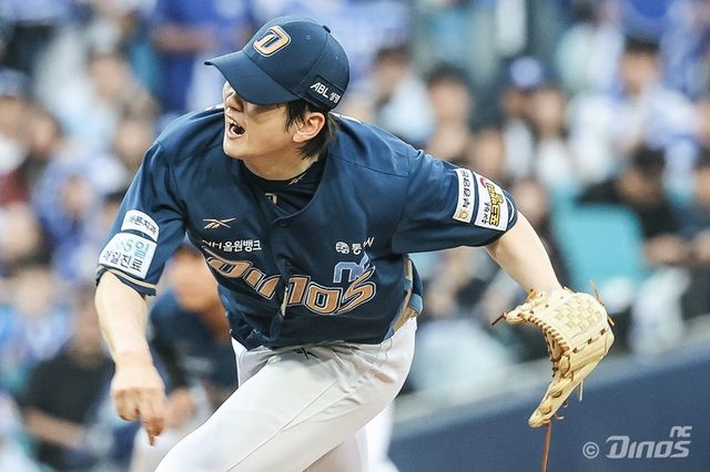 NC 전사민은 6일 대구 삼성과 2025 PS WC 1차전서 구원등판해 1이닝 무실점으로 홀드를 기록했다. 데뷔 첫 PS 등판부터 위력적인 투구로 팀 승리에 보탬이 됐다. 사진제공｜NC 다이노스