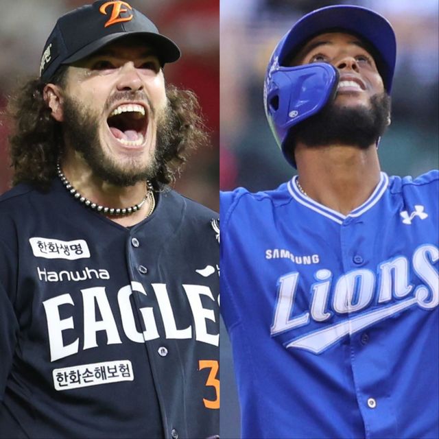 한화 코디 폰세(왼쪽)는 투수 4관왕, 삼성 르윈 디아즈는 타자 3관왕에 오르며 화려한 2025시즌을 보냈다. 사진제공｜한화 이글스·삼성 라이온즈