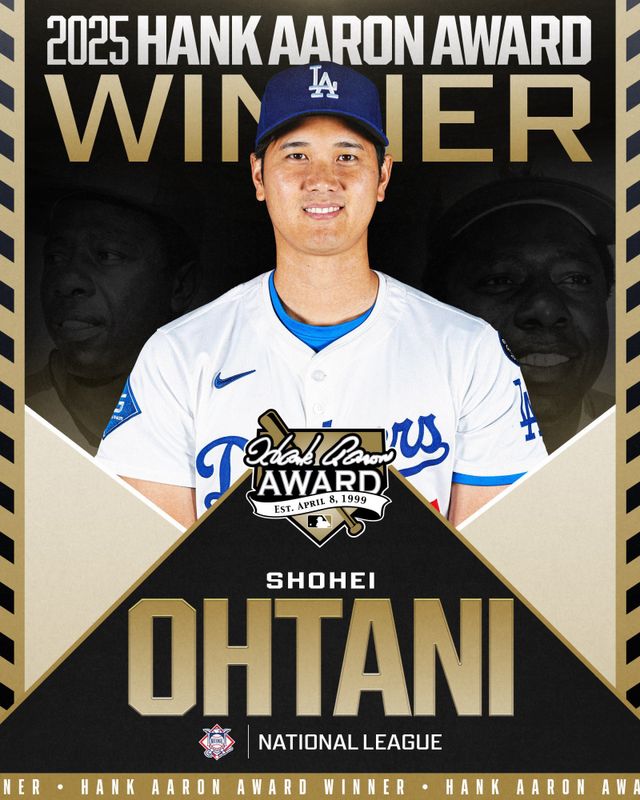 오타니 쇼헤이 행크 애런상 수상. 사진=메이저리그 공식 SNS