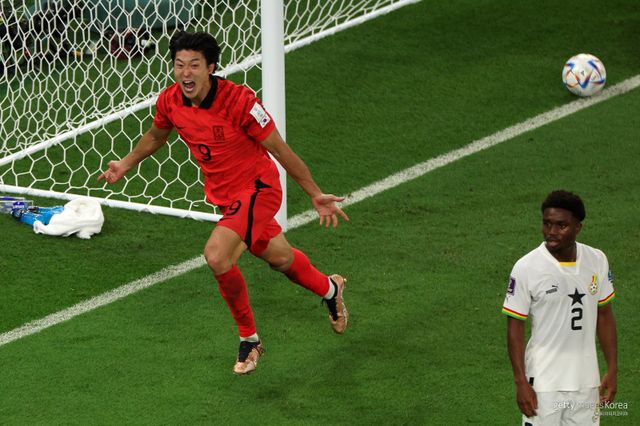 조규성 2022 카타르 월드컵 가나전 당시 골. 사진=게티이미지코리아