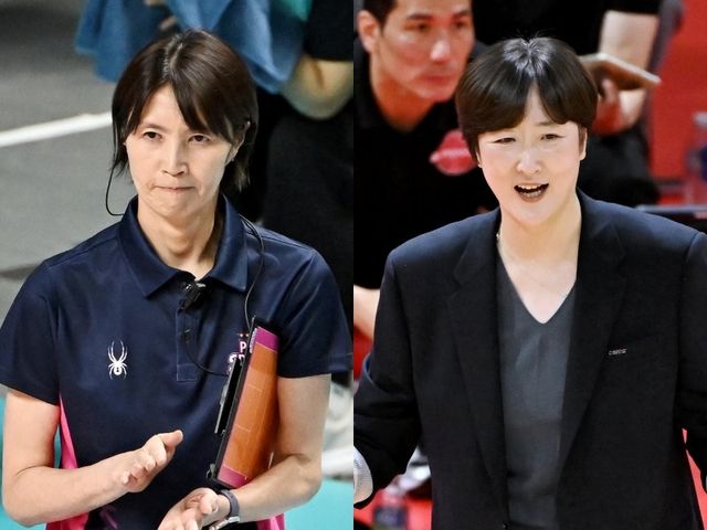 흥국생명과 페퍼저축은행의 위치는 비슷하지만, 분위기는 다르다. 흥국생명은 새로운 세터 이나연이 적응할 시간이 필요하고, 페퍼저축은행은 외국인 공격수 조이가 없어도 순항하고 있다. 흥국생명 요시하라 토모코 감독(왼쪽)과 페퍼저축은행 장소연 감독. 사진제공｜KOVO