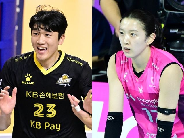 KB손해보험 센터 이준영(왼쪽)에게 누나 이다현은 선의의 경쟁자다. 이번 시즌 V리그 두 번째 시즌을 보내고 있는 이준영은 “누나보단 블로킹 하나라도 더 해야한다”고 각오를 밝혔다. 사진제공｜KOVO
