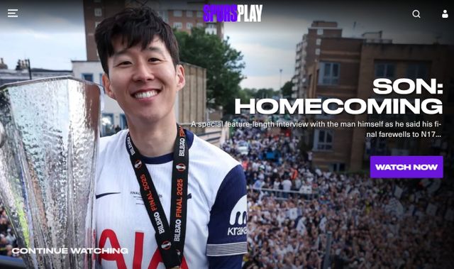 토트넘은 17일(한국시간) 구단 공식 영상 플랫폼 스퍼스플레이를 통해 헌정 다큐멘터리 ‘손흥민의 홈커밍, 토트넘의 오리지널 다큐멘터리’를 공개했다. 14분 분량의 영상에는 손흥민이 토트넘에서 남긴&nbsp;발자취가 담겼다. 사진출처｜스퍼스플레이 홈페이지 캡처