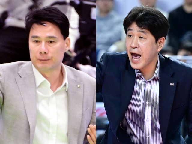 현대건설과 한국도로공사는 18일 오후 7시 수원체육관에서 열린 ‘진에어 2025~2026 V리그’ 여자부 3라운드에서 맞붙는다. 현대건설 강성형 감독(왼쪽)과 도로공사 김종민 감독. 사진제공｜KOVO