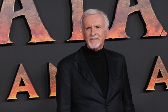 James Cameron attends the European premiere of the film “Avatar: Fire and Ash”, in Paris, Friday, Dec. 5, 2025. (AP Photo/Christohe Ena)