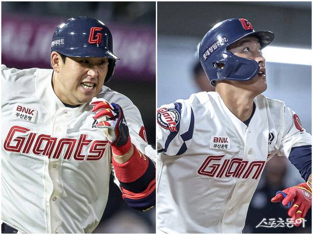 롯데 유강남(왼쪽)과 노진혁이 내년 시즌 4년 계약의 마지막 해를 맞는다. 사진제공｜롯데 자이언츠