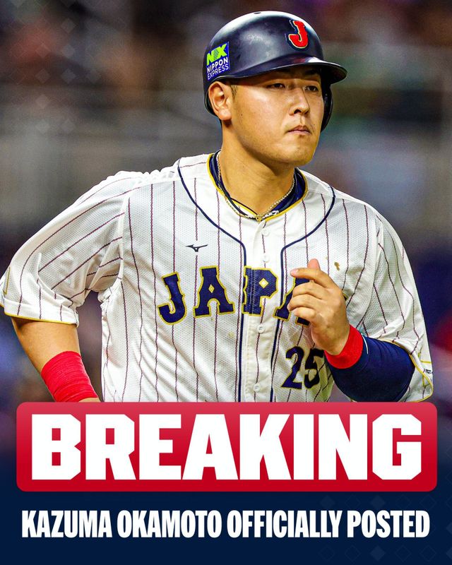 요미우리 오카모토는 포스팅시스템으로 MLB 진출을 노린다. 그는 타선 보강을 원하는 피츠버그의 관심을 받고 있다. 사진출처｜MLB 공식 SNS