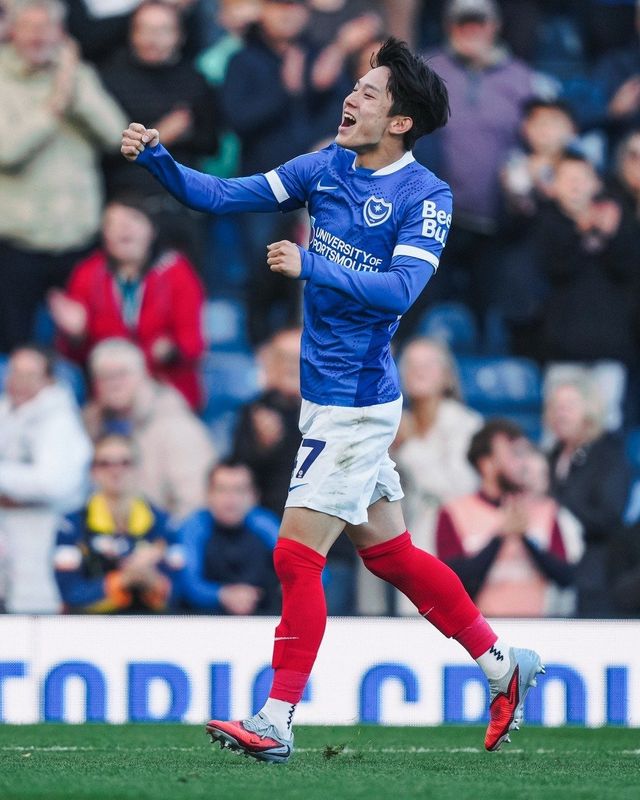 양민혁은 30일(한국시간) 프래턴 파크에서 열린 찰턴 애슬래틱과 2025~2026시즌 잉글랜드 챔피언십(2부) 24라운드 홈경기 후반 53분 결승골을 터트렸다. 사진출처｜포츠머스 페이스북