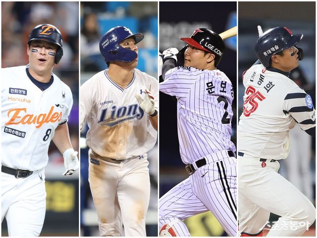 한화 노시환, 삼성 김영웅, LG 문보경, 롯데 한동희(왼쪽부터). 스포츠동아DB·한화 이글스·삼성 라이온즈·롯데 자이언츠 제공