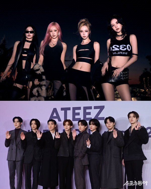 그룹 에스파, 에이티즈(위부터)가 3월 나란히 케이스포돔(KSPO DOME)에서 단독 공연을 펼친다. 사진제공｜SM엔터테인먼트·스포츠동아 DB