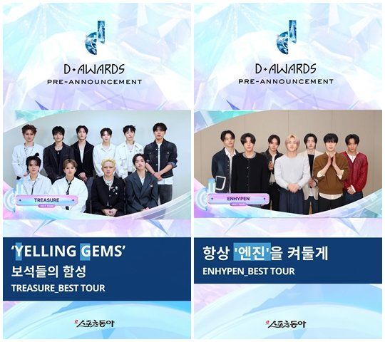 제1회 디 어워즈 사전 시상 베스트 부문에서 ‘베스트 투어’ 상을 거머쥔 트레저와 엔하이픈