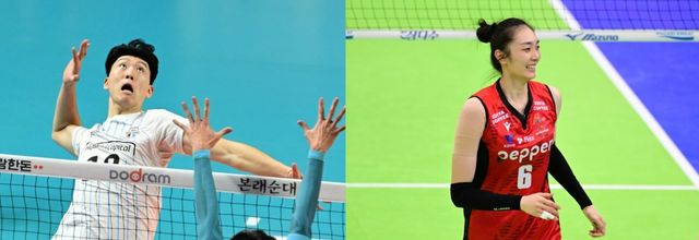 중국 내 ‘성대항 배구대회’ 개최의 여파로 다음 시즌 V리그 아시아쿼터 트라이아웃에 지원한 중국 선수가 없다. 현재 V리그 무대를 누비고 있는 현대캐피탈 신펑(왼쪽)과 페퍼저축은행 장위의 거취에도 눈길이 쏠린다. 사진제공｜KOVO