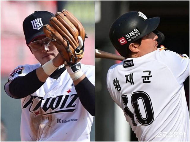 KT 허경민(왼쪽)과 황재균. 스포츠동아DB