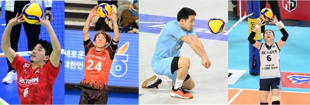 2023~2024시즌 아시아쿼터 제도가 도입된 이후 적지 않은 비공격수 외국인들이 유입됐지만, 이들을 영입한 대다수 구단이 재미를 보지 못했다. 한국전력 야마토, OK저축은행 쇼타, 대한항공 료헤이, IBK기업은행 천신통(왼쪽부터) 중 팀을 봄배구로 이끈 선수는 료헤이가 유일했다. 사진제공｜KOVO