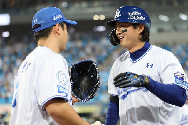 삼성 구자욱(오른쪽). 사진제공｜삼성 라이온즈